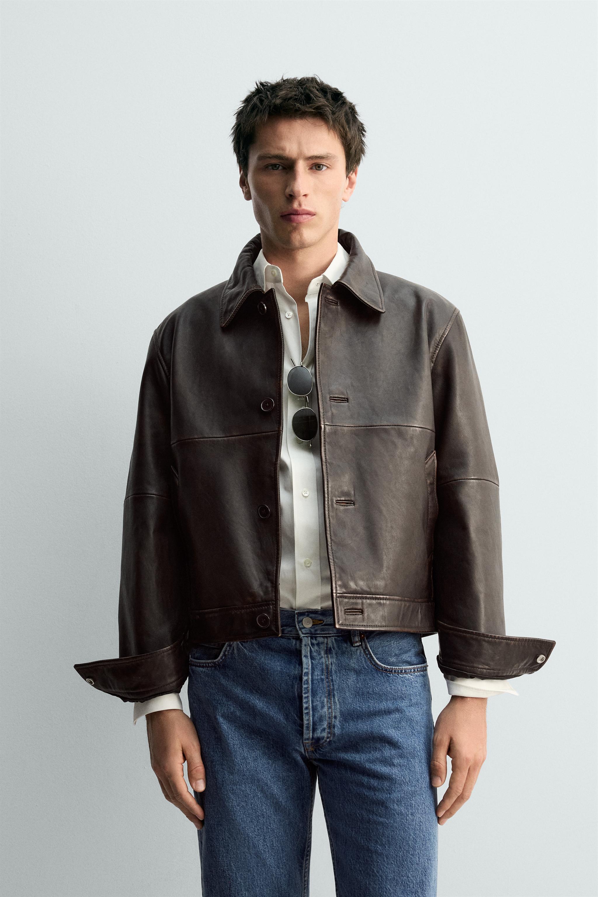 CROPPED FIT LEATHER JACKET
